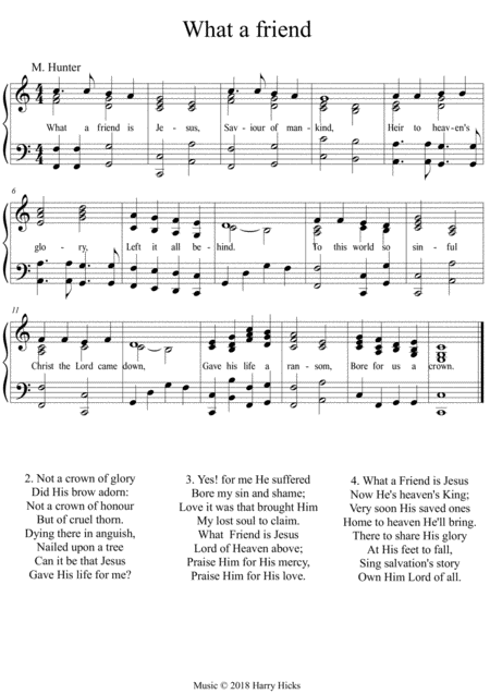 What A Friend Is Jesus A New Tune To A Wonderful Old Hymn Sheet Music