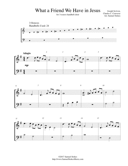 Free Sheet Music What A Friend We Have In Jesus For 3 Octave Handbell Choir