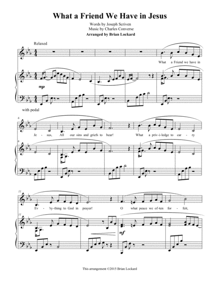 Free Sheet Music What A Friend We Have In Jesus Piano And Voice