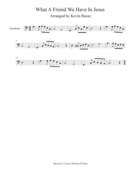 What A Friend We Have In Jesus Trombone Sheet Music