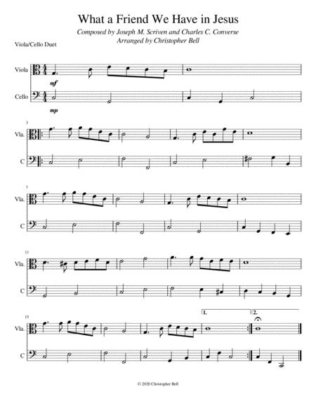 What A Friend We Have In Jesus Viola Cello Duet Sheet Music