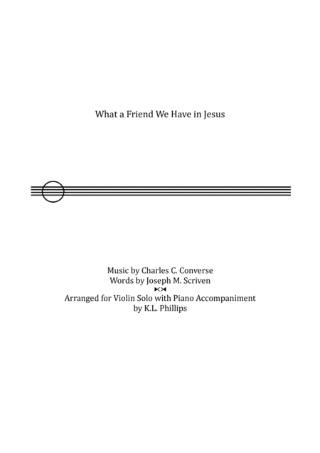 What A Friend We Have In Jesus Violin Solo With Piano Accompaniment Sheet Music