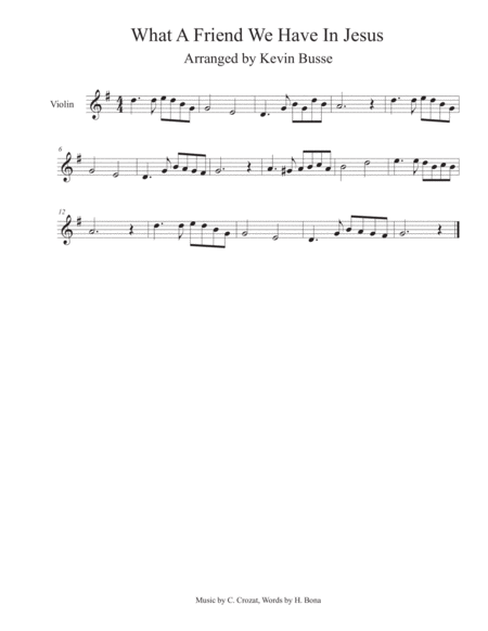 What A Friend We Have In Jesus Violin Sheet Music