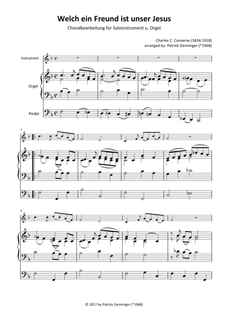 What A Friend We Have In Jesus Welch Ein Freund Ist Unser Jesus C Instrument U Orgel Sheet Music