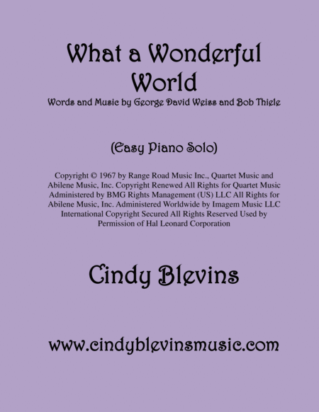 Free Sheet Music What A Wonderful World An Easy Piano Solo Arrangement