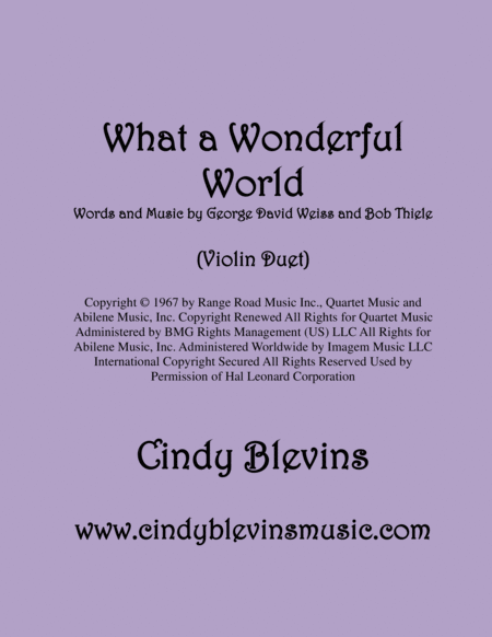 What A Wonderful World Arranged For Violin Duet Sheet Music