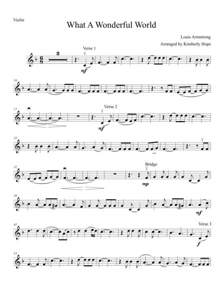 What A Wonderful World By Louis Armstrong Easy Beginner Violin Solo Sheet Music