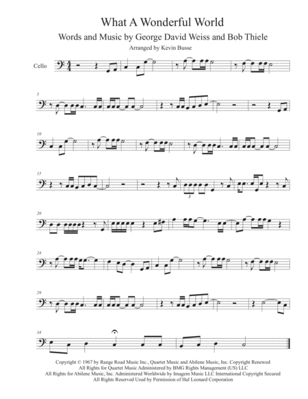 Free Sheet Music What A Wonderful World Cello