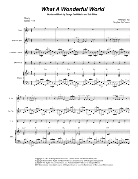 What A Wonderful World Duet For Soprano And Alto Saxophone Sheet Music