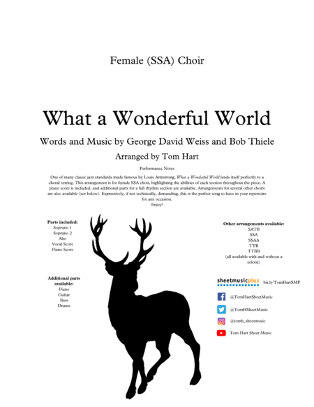 What A Wonderful World Female Ssa Choir Sheet Music