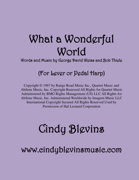 Free Sheet Music What A Wonderful World For Lever Or Pedal Harp