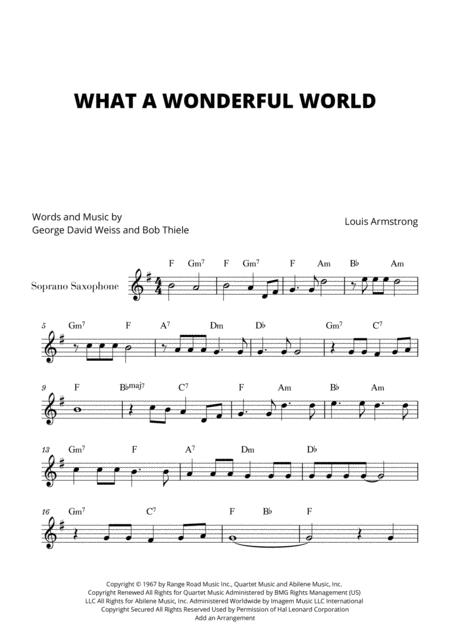 What A Wonderful World For Soprano Saxophone Sheet Music