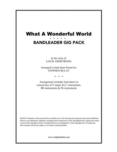 Free Sheet Music What A Wonderful World Louis Armstrong Bandeader Gig Pack Lead Sheet For C Bb Eb Instruments