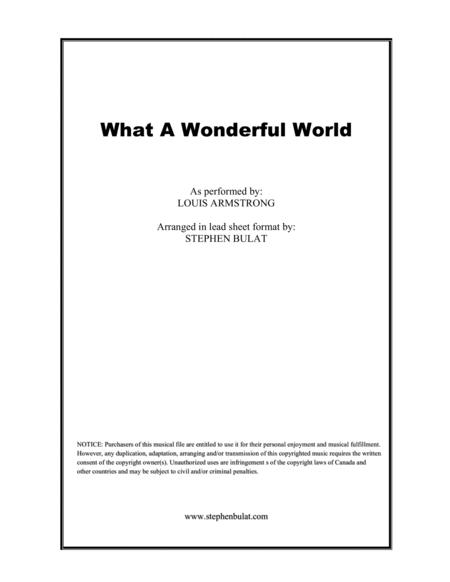 What A Wonderful World Louis Armstrong Lead Sheet Key Of D Sheet Music