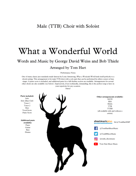 Free Sheet Music What A Wonderful World Male Ttb Choir With Soloist