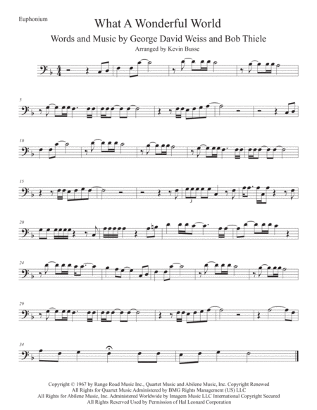 What A Wonderful World Original Key Euphonium Sheet Music