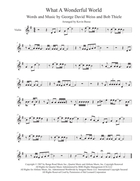 Free Sheet Music What A Wonderful World Violin