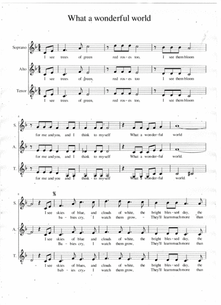 Free Sheet Music What A Wonderful World