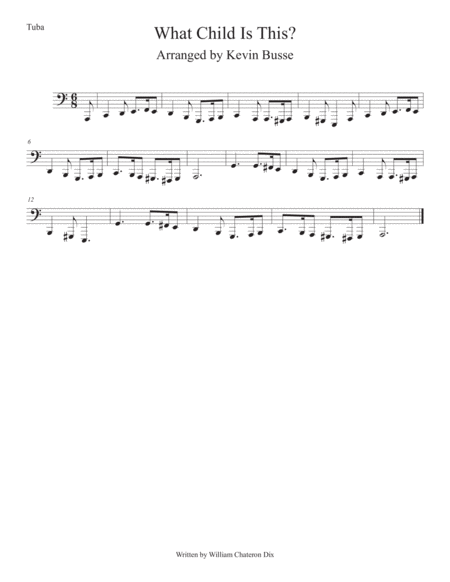 Free Sheet Music What Child Is This Easy Key Of C Tuba