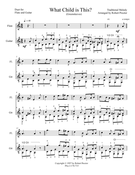 Free Sheet Music What Child Is This Greensleeves Duet For Flute And Guitar