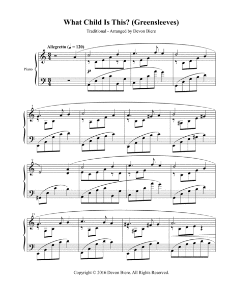 What Child Is This Solo Piano Sheet Music