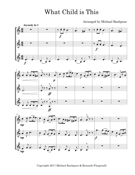 What Child Is This Trumpet Trio Sheet Music