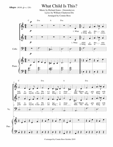 Free Sheet Music What Child Is This Vocal Duet Cello And Piano