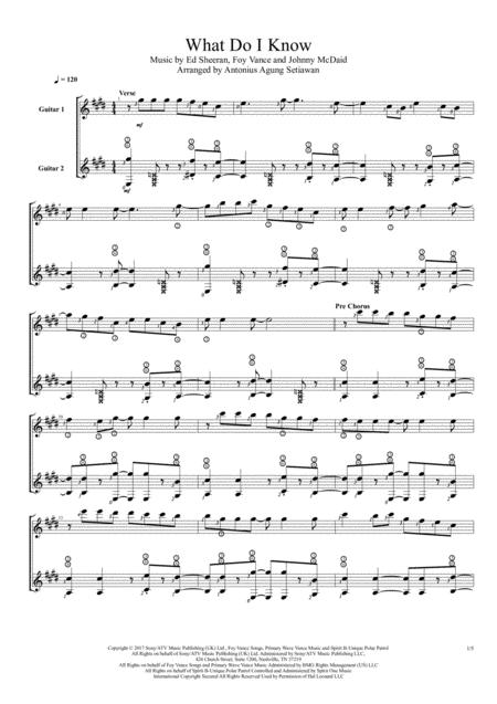 Free Sheet Music What Do I Know Duet Guitar Score