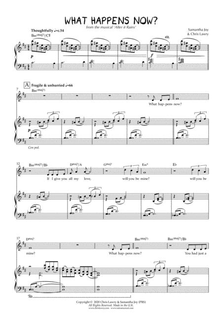 What Happens Now Solo From After It Rains A New Musical Sheet Music