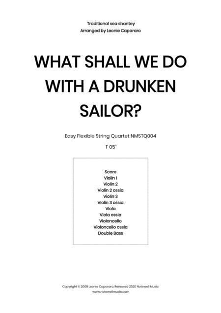 What Shall We Do With A Drunken Sailor Flexible String Quartet Ensemble Sheet Music