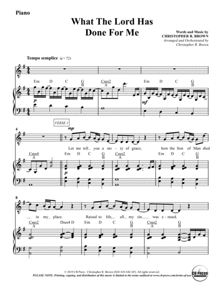 What The Lord Has Done For Me Anthem Piano Accompaniment Sheet Music