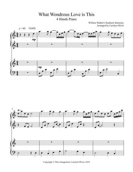 What Wondrous Love Is This 4 Hands Piano Sheet Music