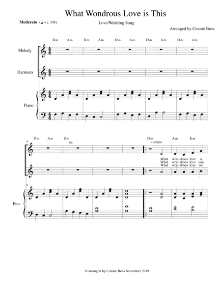 What Wondrous Love Is This Love Wedding Song Vocal Duet And Piano Sheet Music