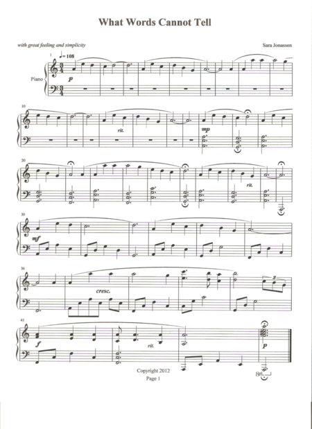 What Words Cannot Tell Sheet Music