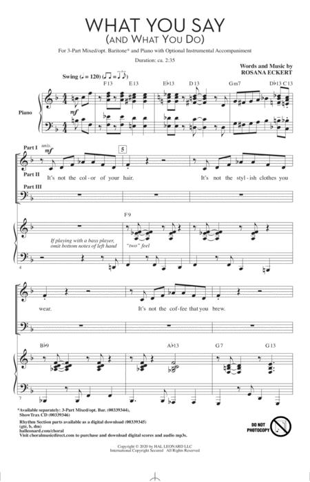 Free Sheet Music What You Say And What You Do