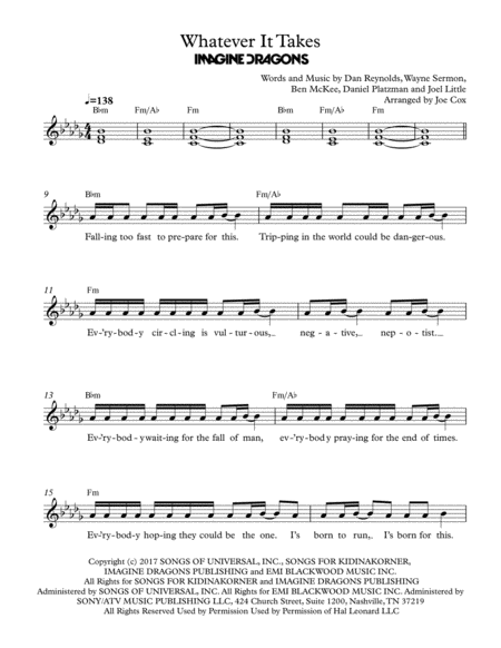 Whatever It Takes Lead Sheet Sheet Music