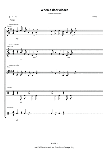 Free Sheet Music When A Door Closes Another Door Opens