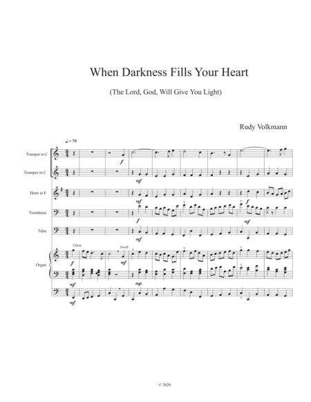 Free Sheet Music When Darkness Fills Your Heart Solemn Processional For Brass Quintet And Organ