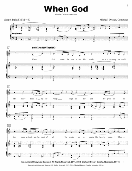 Free Sheet Music When God Two Part Children Youth Choir