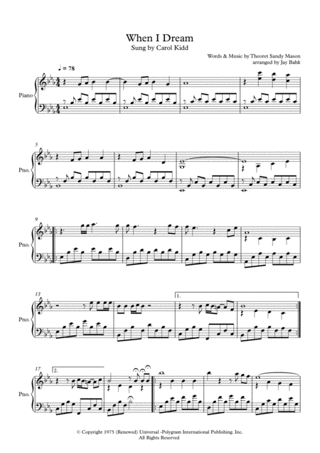 When I Dream Sheet Music