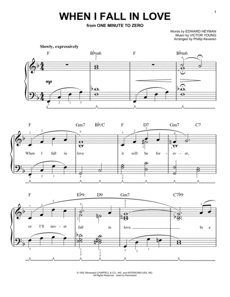 Free Sheet Music When I Fall In Love Arr Phillip Keveren