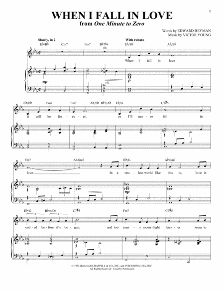 Free Sheet Music When I Fall In Love