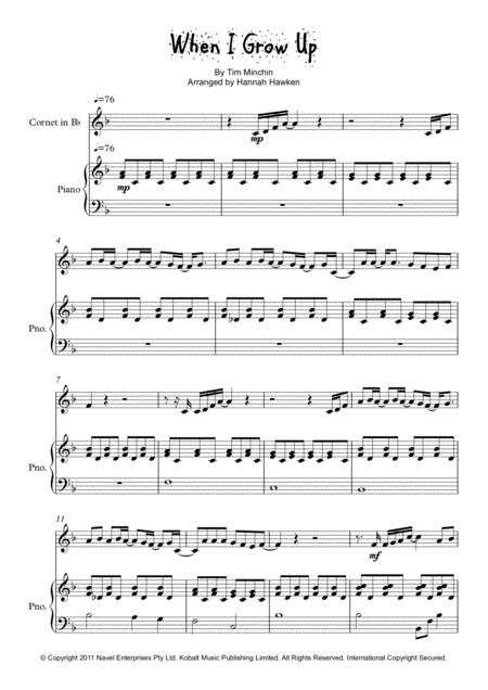 When I Grow Up Trumpet Cornet And Piano Sheet Music