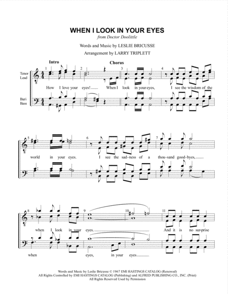 Free Sheet Music When I Look In Your Eyes