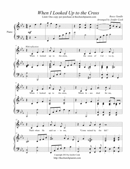 Free Sheet Music When I Looked Up To The Cross