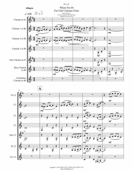 When I M Sixty Four 64 By The Beatles For Full Clarinet Choir Sheet Music