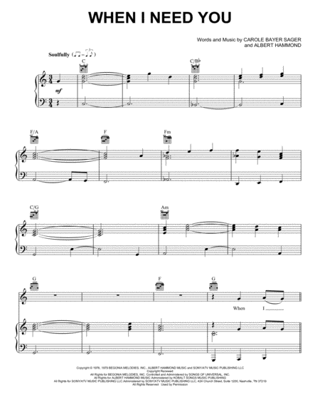 When I Need You Sheet Music