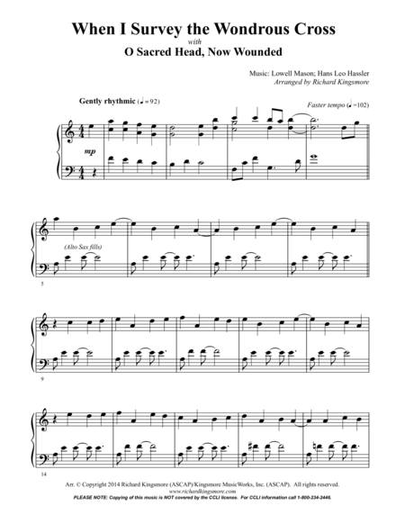 Free Sheet Music When I Survey The Wondrous Cross With O Sacred Head Now Wounded Solo Piano