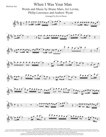 Free Sheet Music When I Was Your Man Bari Sax