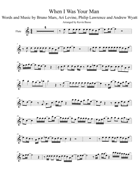 When I Was Your Man Original Key Flute Sheet Music